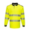 PW3 Warnschutz Cotton Comfort Polo-Shirt, langarm, T184, Gelb/Schwarz, Größe 4XL